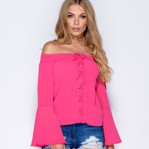 *LAST DAY CLEARANCE* Eyelet Lace-up Front Top